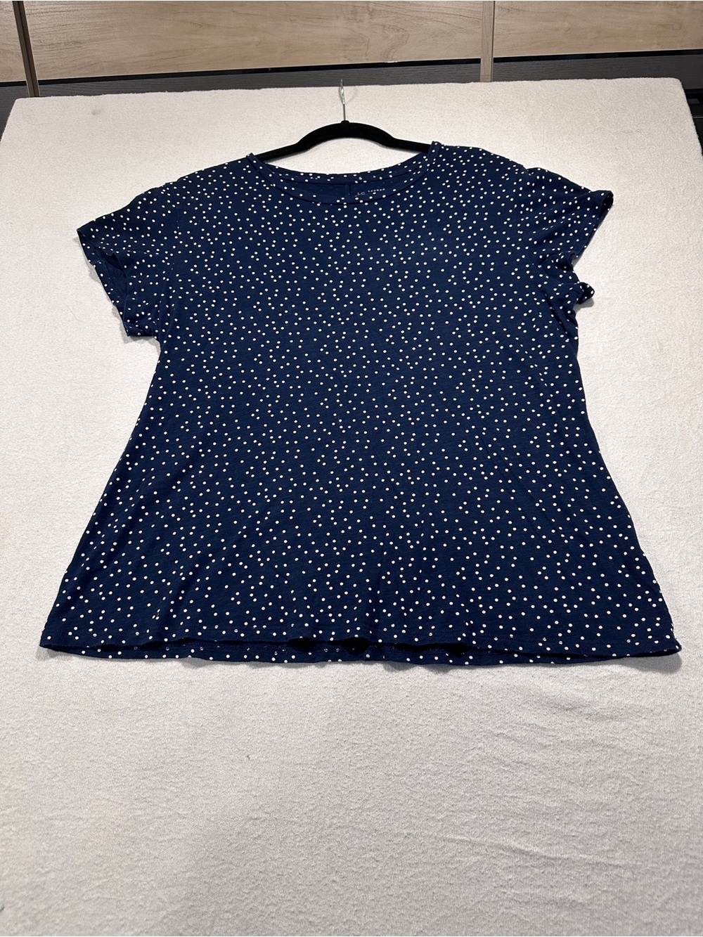LC Lauren Conrad Navy Blue Short Sleeve Polka Dot Tee